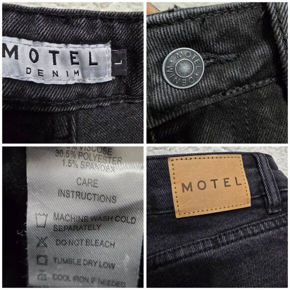 Motel Denim Black Split Bootleg High-Waist Jeans Women's L - Picture 5 of 12